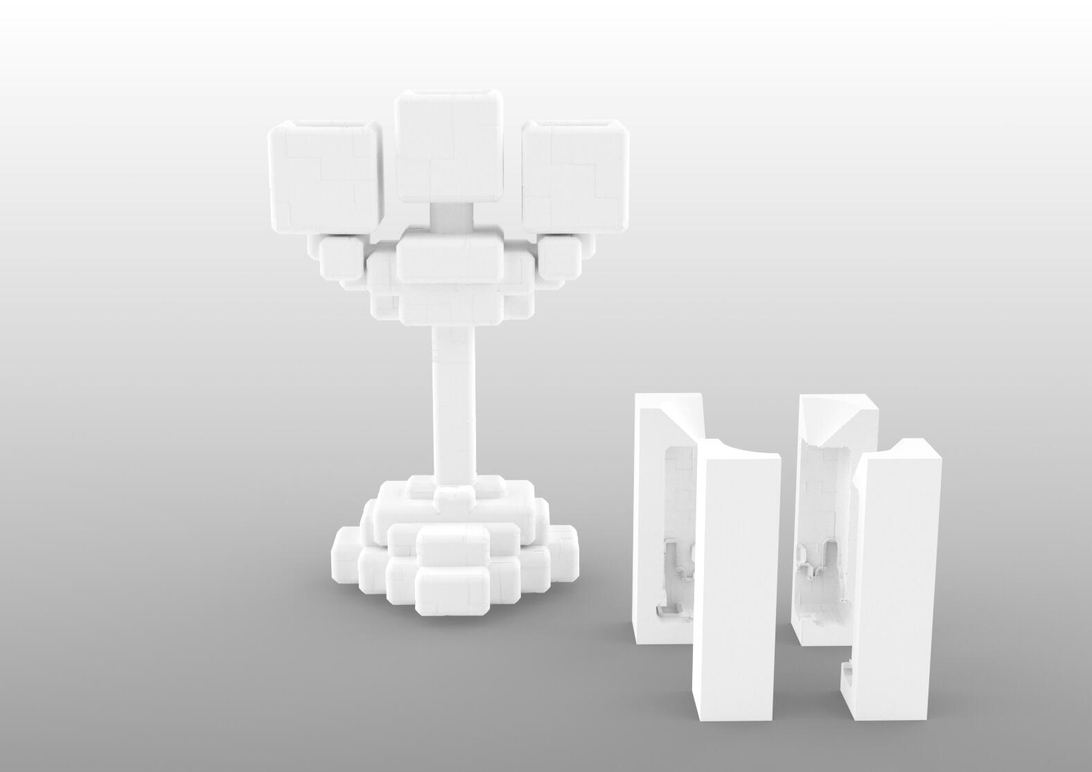 Pixel Candelabra (base and candle mold)
